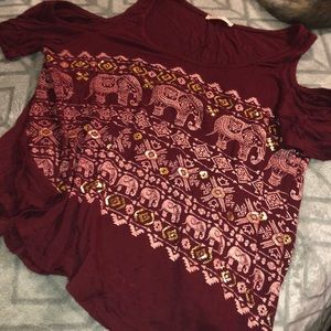 maroon blouse